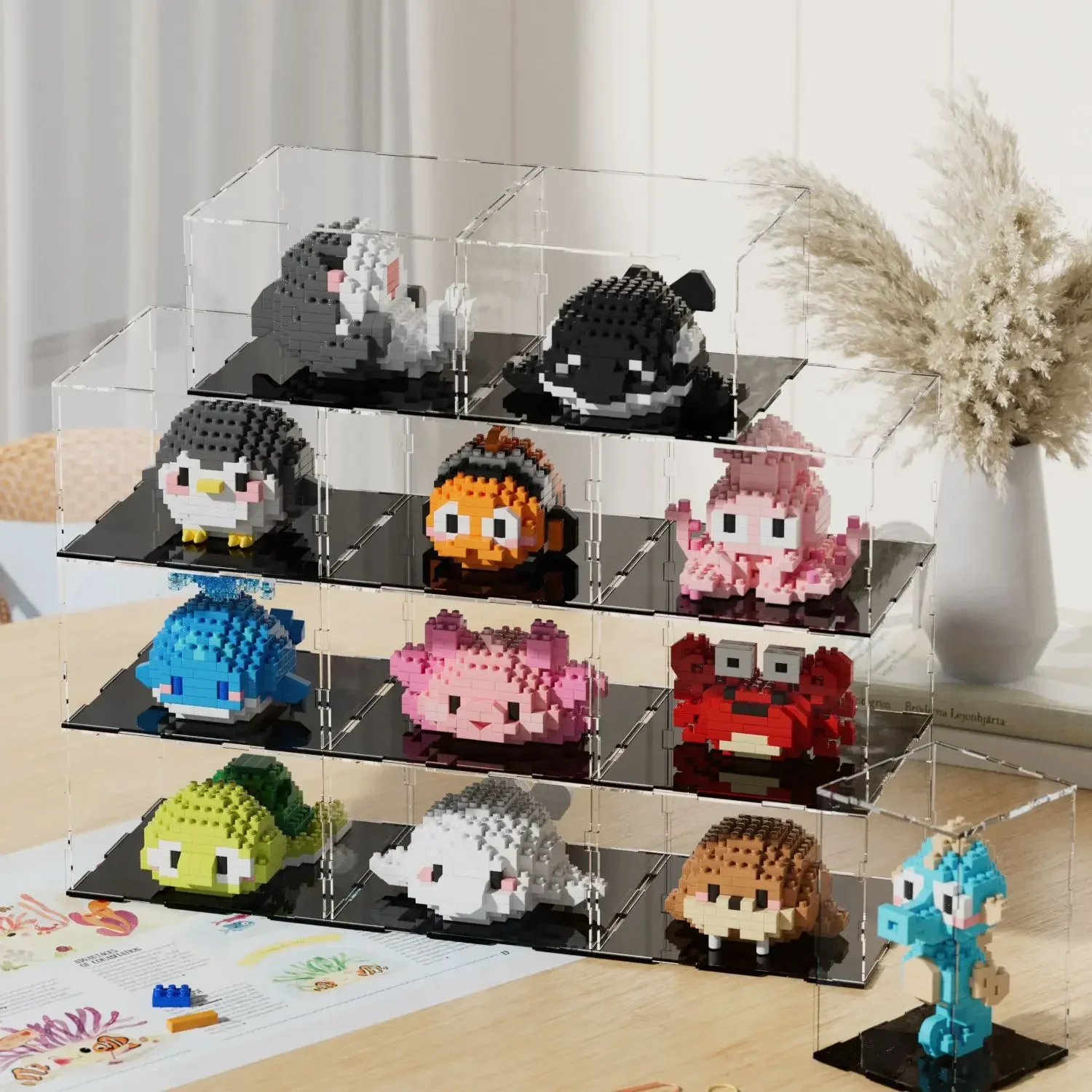 Kawaii Marine Organism Micro Building Blocks Sea Turtle Killer Whale Beluga Walrus Penguin Mini Brick Figure Toys For Sata Gift view 4