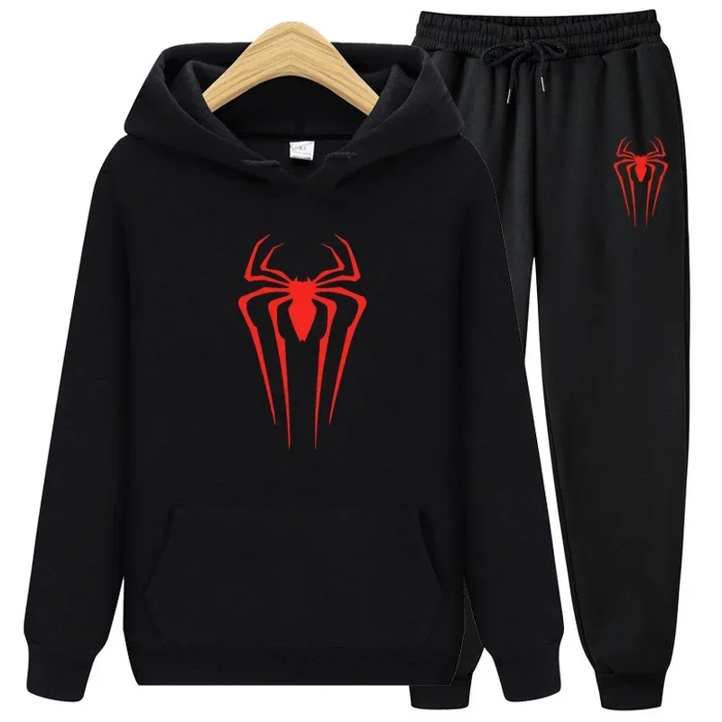 Spring  Autumn Extraordinary Spider Sportswear Men's 2-piece Sweatshirt+Sweatpants Sportswear Hoodie Casual Men Hoodie Sets