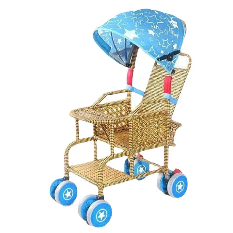 

Children's Stroller Summer Baby Stroller Rattan Chair Small Stroller Imitating Lightweight Baby Rattan Weaving Cart