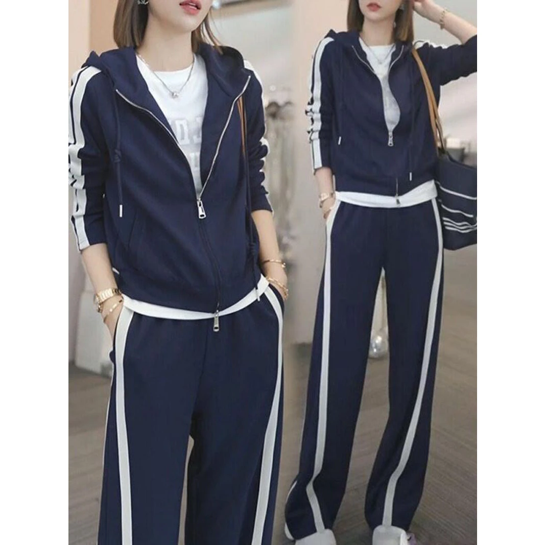 Women's Cotton-Like Harem Pants Set with Hoodie Open Cardigan Spring Autumn Loose Fit Two-Piece Suit Casual Sportswear