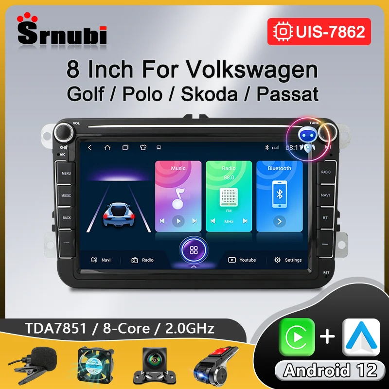 Android Car Radio Carplay For Volkswagen Passat b6 b7 golf 5 6 Polo Jetta Skoda Autoradio Multimedia Player GPS WiFi BT 5.0 RDS