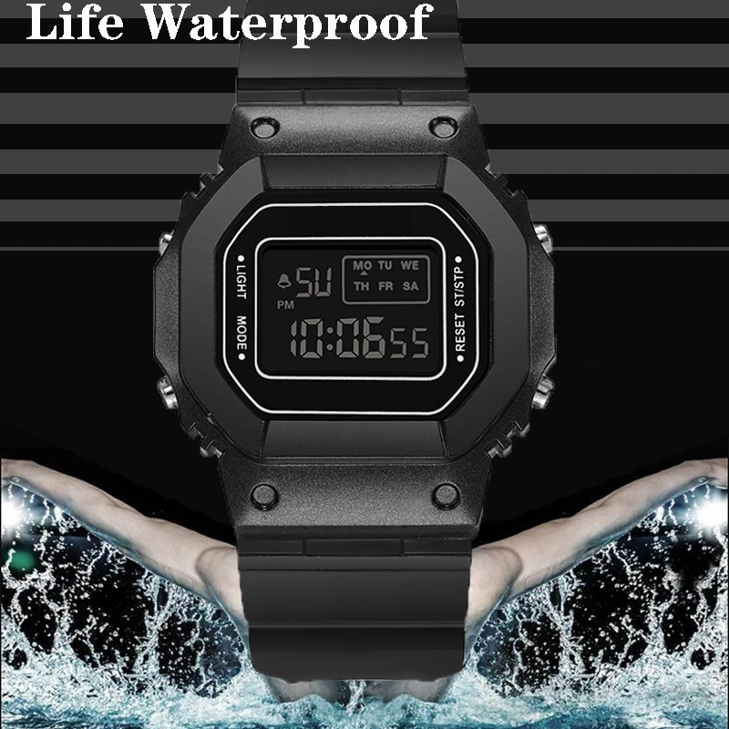 YIKAZE-relojes digitales para hombre, reloj militar para exteriores, resistente al agua, deportivo, multifunción, LED, electrónico, de pulsera