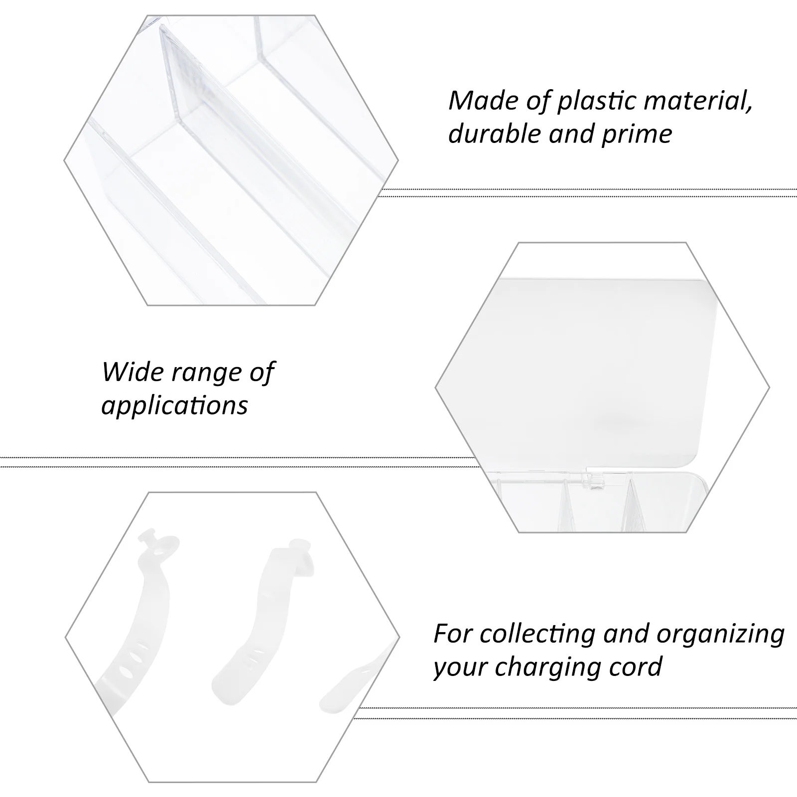 Scatola per la gestione dei cavi da 10 pezzi Custodia per organizer per cavi in plastica a 6 scomparti per supporto per riporre cavi trasparente ad angolo da parete da scrivania
