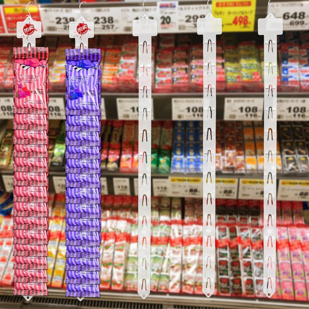 10/1PCS Useful Shop Merchandising Clip Strips Supermarket Snack Plastic Hanging Strips Store Hang Snacks Display Hanger Hooks