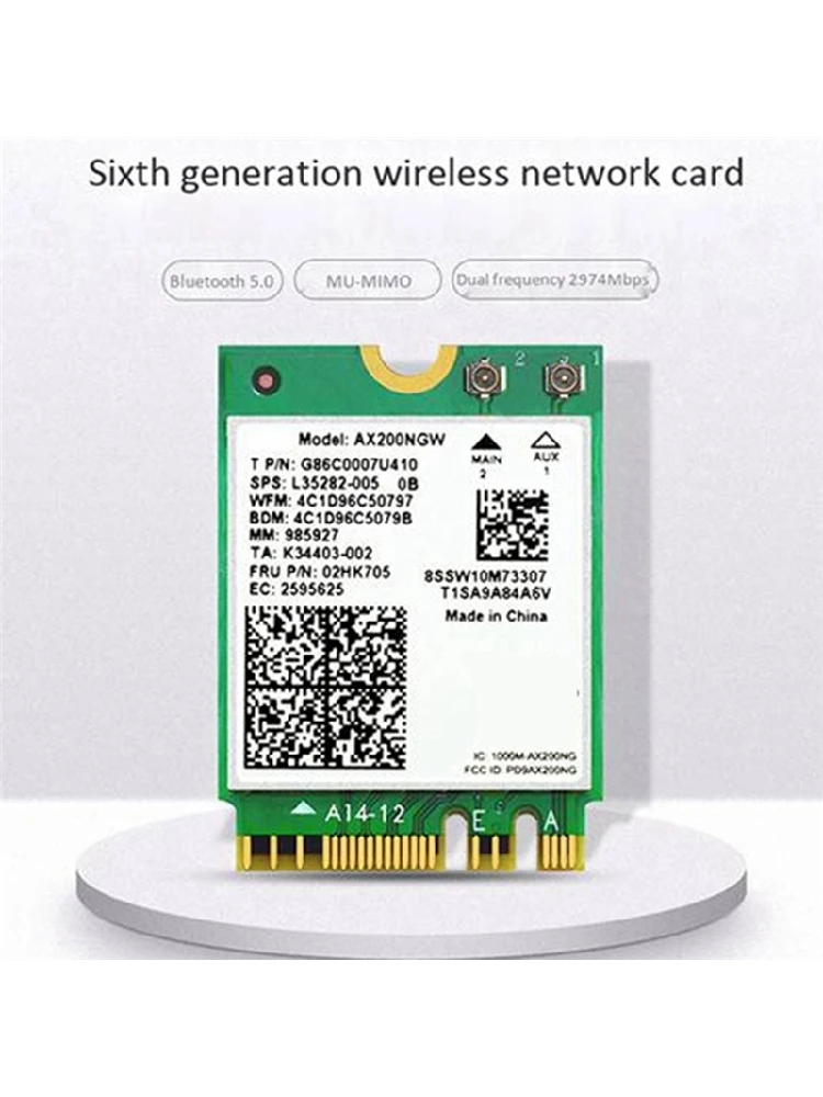AAAL AX200 AX200NGW carte réseau M.2 NGFF carte WiFi Bluetooth 5.0 WiFi 6 2.4G/5G 802.11Ac/Ax WiFi carte adaptateur sans fil