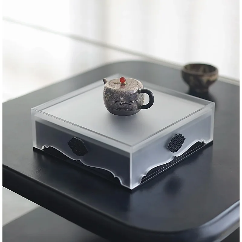 

Song Style Acrylic Tea Tray: Modern Chinese Dry Brewing Tea Table with Storage, Aesthetic Tea Ceremony Set for Home Office Decor