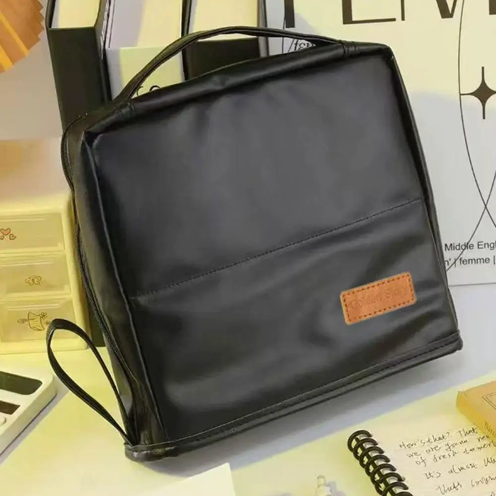 Bolsa Cosmética Vertical em Couro PU, Ultra Grande Capacidade, Mala Portátil para Viagem e Armazenamento para Mulheres