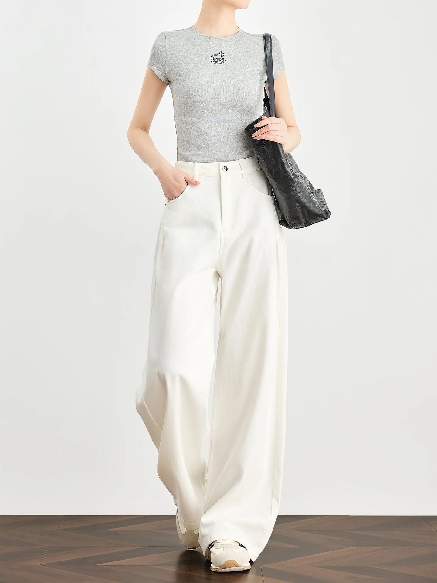 

FALIN Extended Length Loose Fit Straight Leg Jeans Women's Long Wide Leg Pants Spring Commute Sle High Waist Cotton Blend