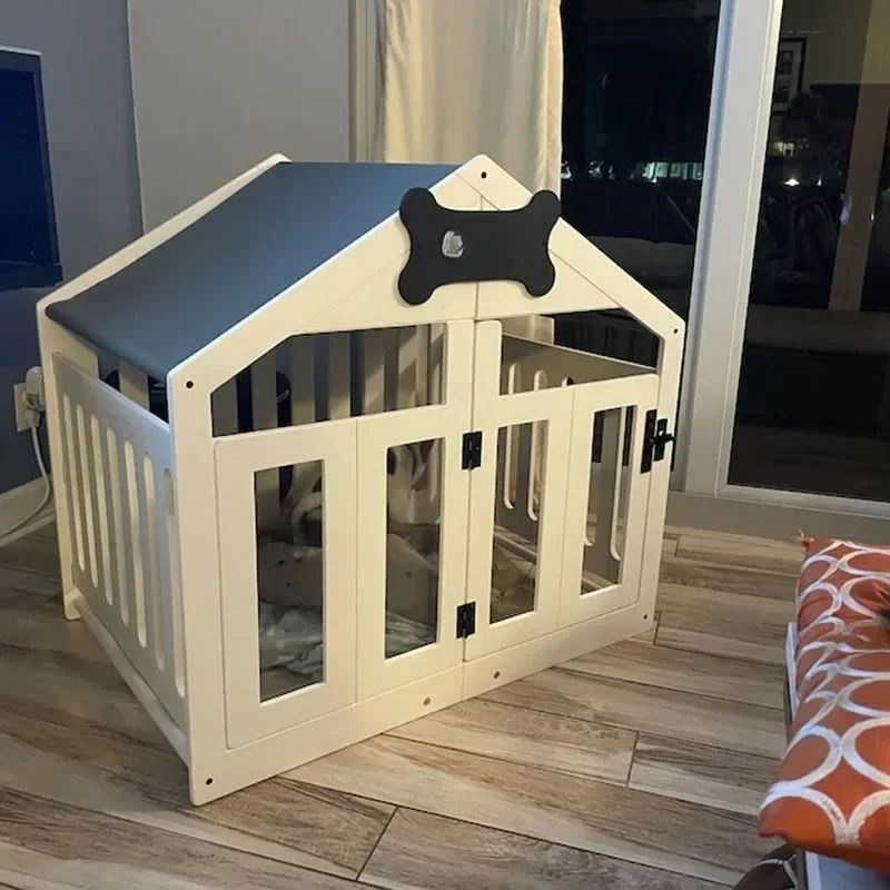 Pet kennel kennel with pad waterproof solid wood universal in all seasons removable and washable dog villa interior