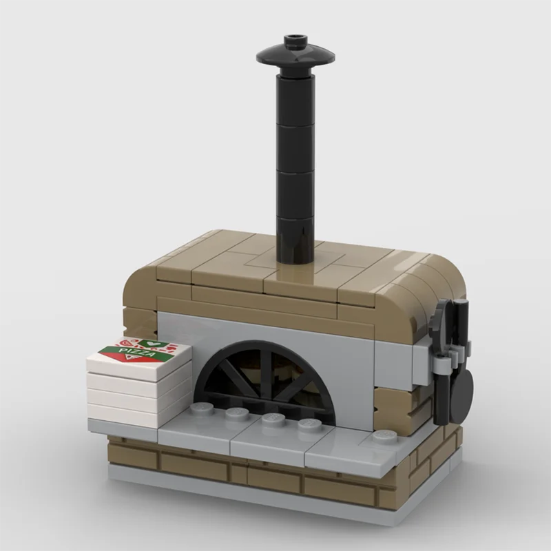 ตัวต่อ Moc Building Bricks ชุดหมู่บ้านฤดูหนาว - ร้านพิซซ่าและศิลปะ ชุดตัวต่อโมเดลเทคโนโลยีเมือง วิวถนนเมือง ของเล่นตัวต่อ