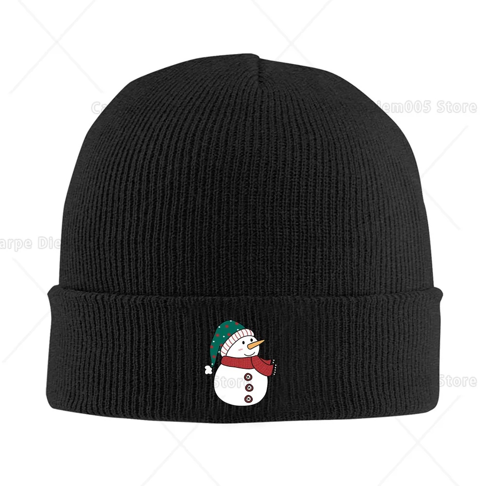 1pc Snowman Christmas Scarf Carrot Nose Buttons Knitted Hat Light Skull Cap Ideal for Fall and Winter Suitable Everyone Holiday
