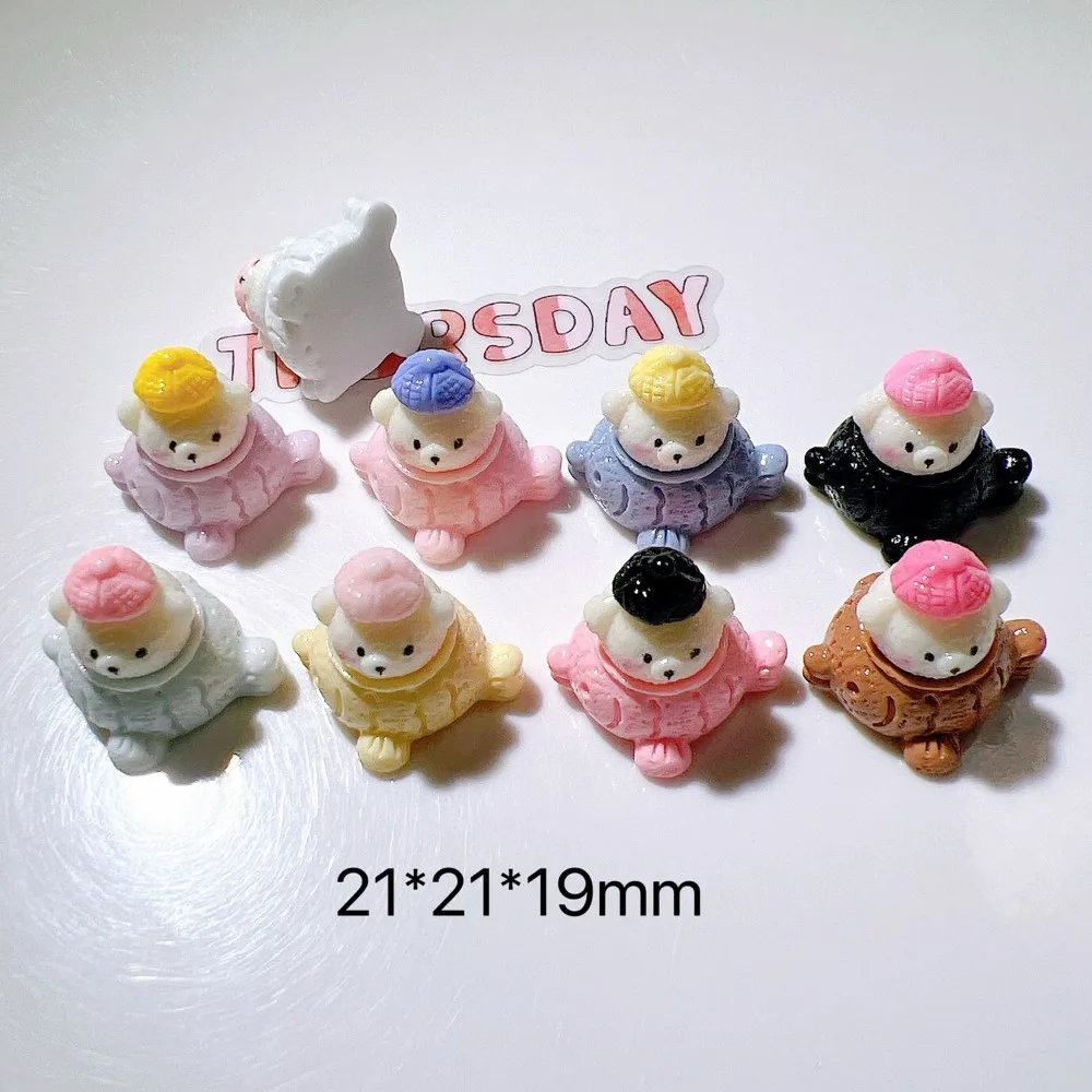 10pcs Cute Cartoon Kawaii Fish Bear Animal Flat Back Resin DIY Scrapbooking Cabochons Decoration Accessories