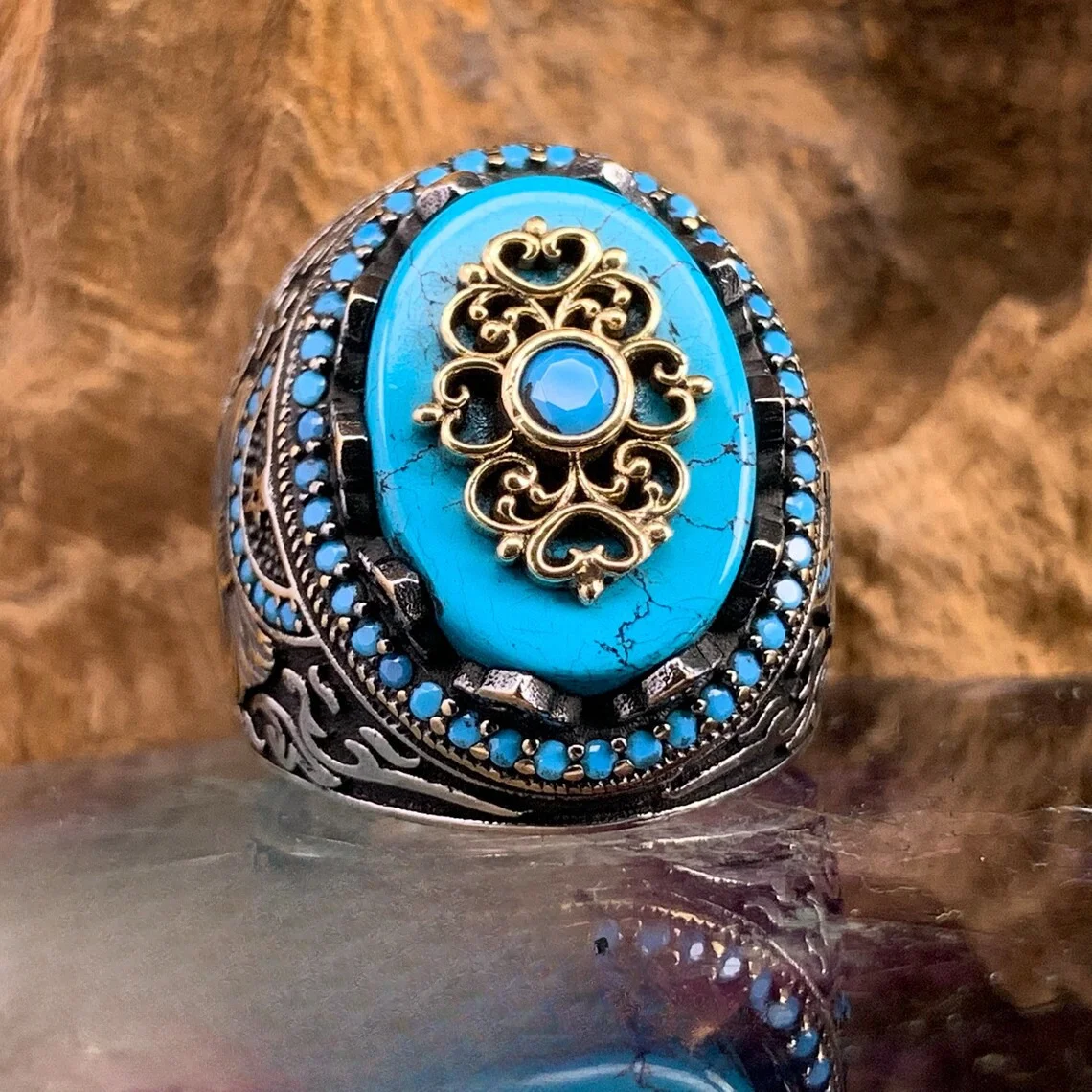 

Resin Men's Ring with Embossed Pattern Fashionable Ring