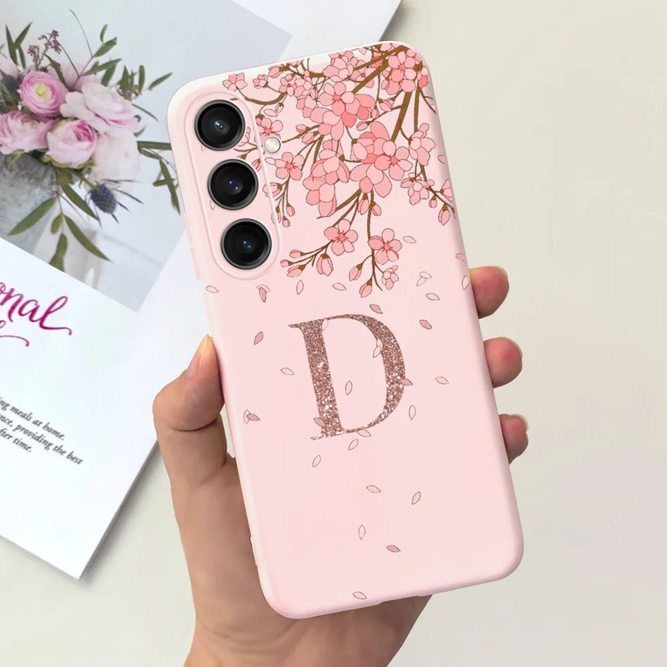 For Samsung Galaxy A25 Case A15 A35 2023 Back Cover Cute Initial Letters Shockproof Bumper For Samsung A25 5G SM-A256B A 25 Para