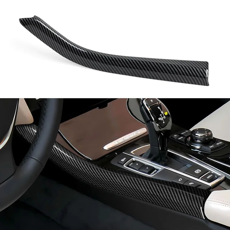 Carbon Fiber Look Front Gear Shift Side Strip Trim Left Hand Drive Car Tape-on Fit For BMW 5 Series F10 F11 2011-2017 2016 2015