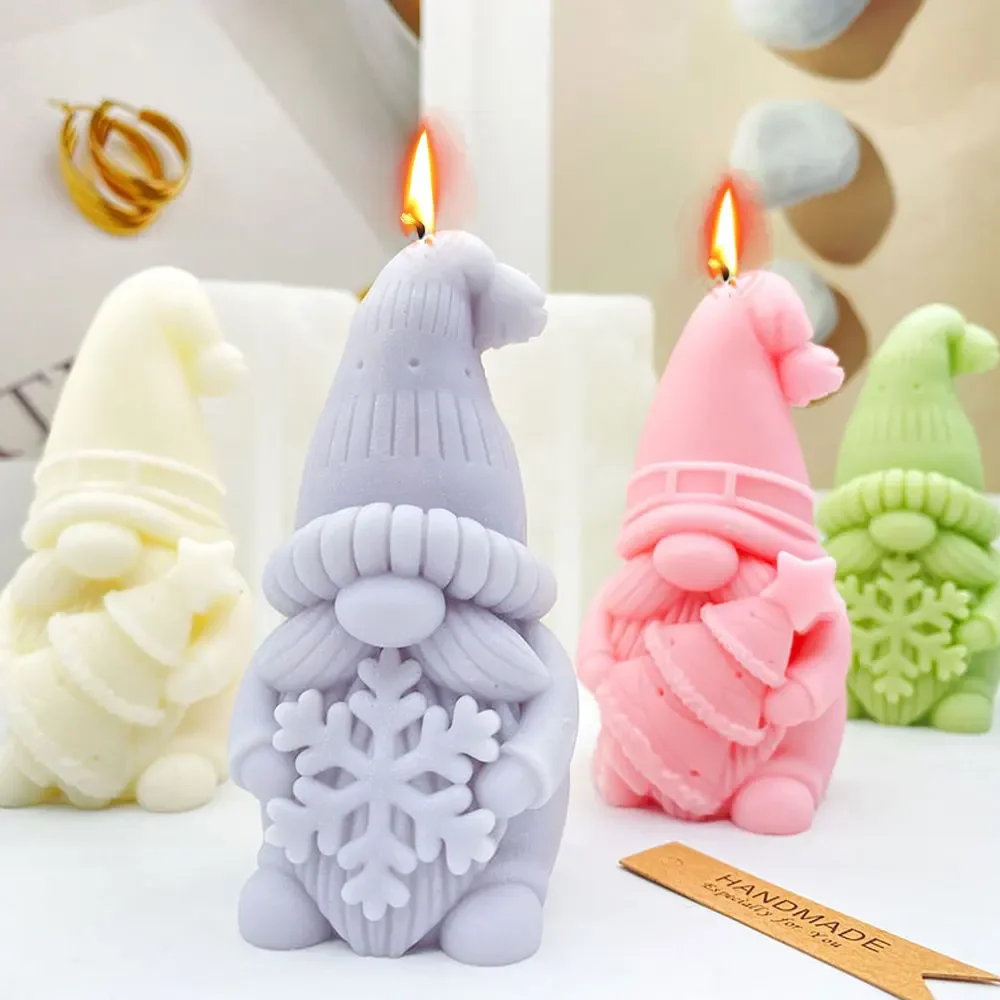 Beard Dwarf Christmas Tree Candle Moulds Hold Snowflake Santa Claus Gypsum Soap Silicone Molds Human Chocolate Gift Party Decor