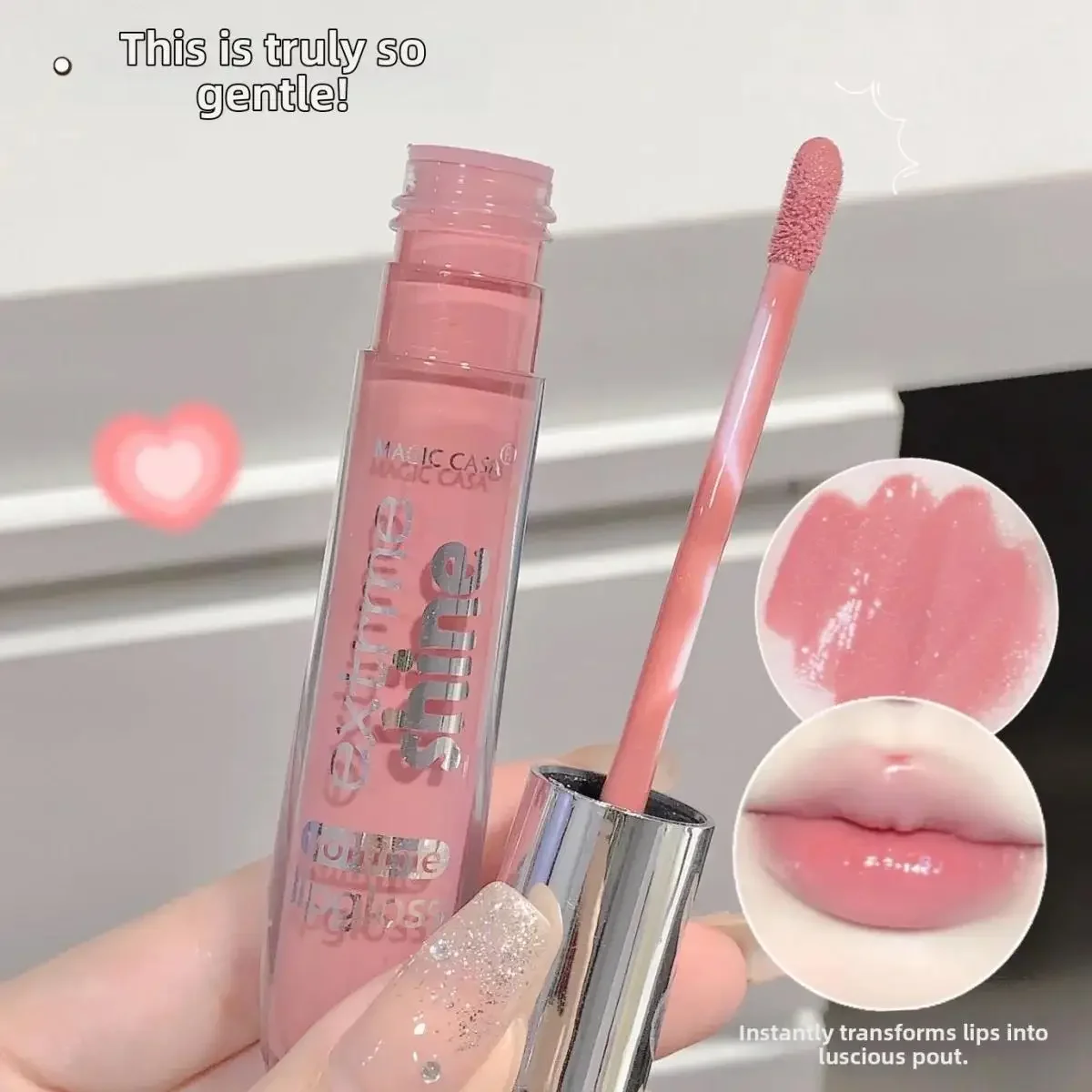 Fine Shimmer Lip Oil Gloss Long Lasting Hydrating Moisturizer Transparent Water Based Pearlescent Lip Glaze