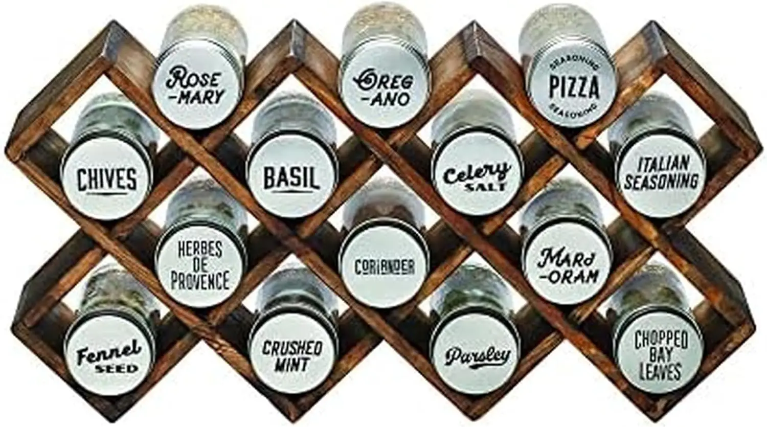 

10 Jar Criss-Cross 2-in-1 Spice Organizer for Countertop or Wall with Spices Included, FREE Spice Refills for 5 Years,