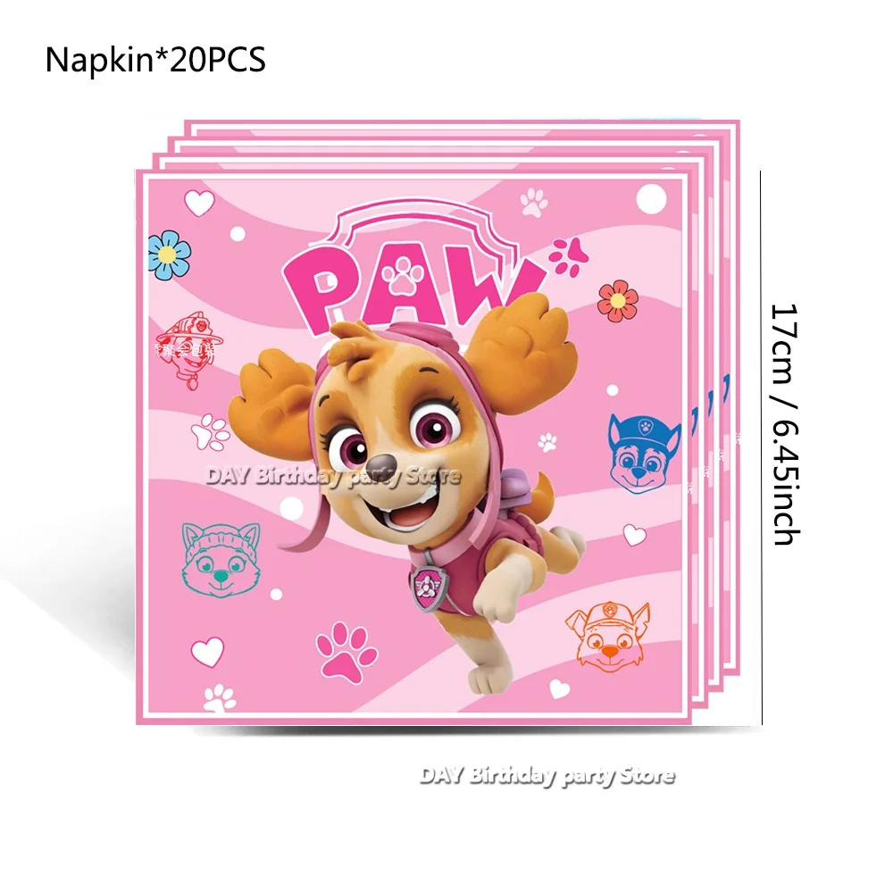 مجموعة باو باترول موضوع أطفال بنين المفضلة أكواب لوحات عيد ميلاد سعيد المناديل الديكور حقائب للهدايا الأحداث كعكة توبر لوازم #5