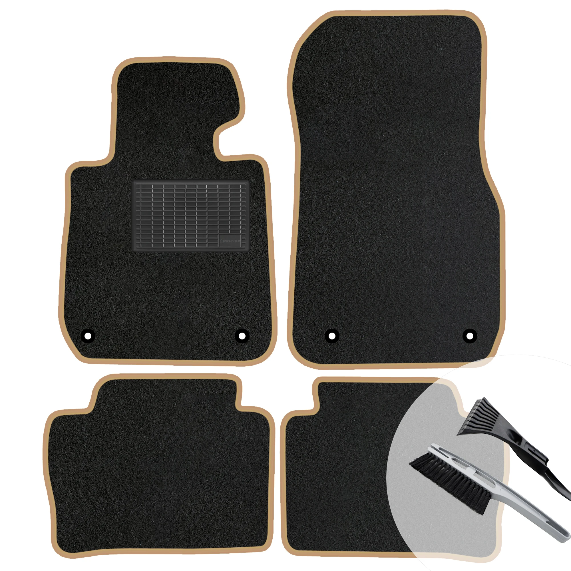 Velours vloermatten set, beige kleur - Geschikt voor: BMW 4 Serie Gran Coupe F36 2014-2021