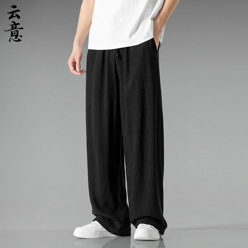 

Linen Casual Pants Men Summer Loose Wide Leg Long Pants Large Size Straight Tube Thin Breathable Chinese Sle Pants