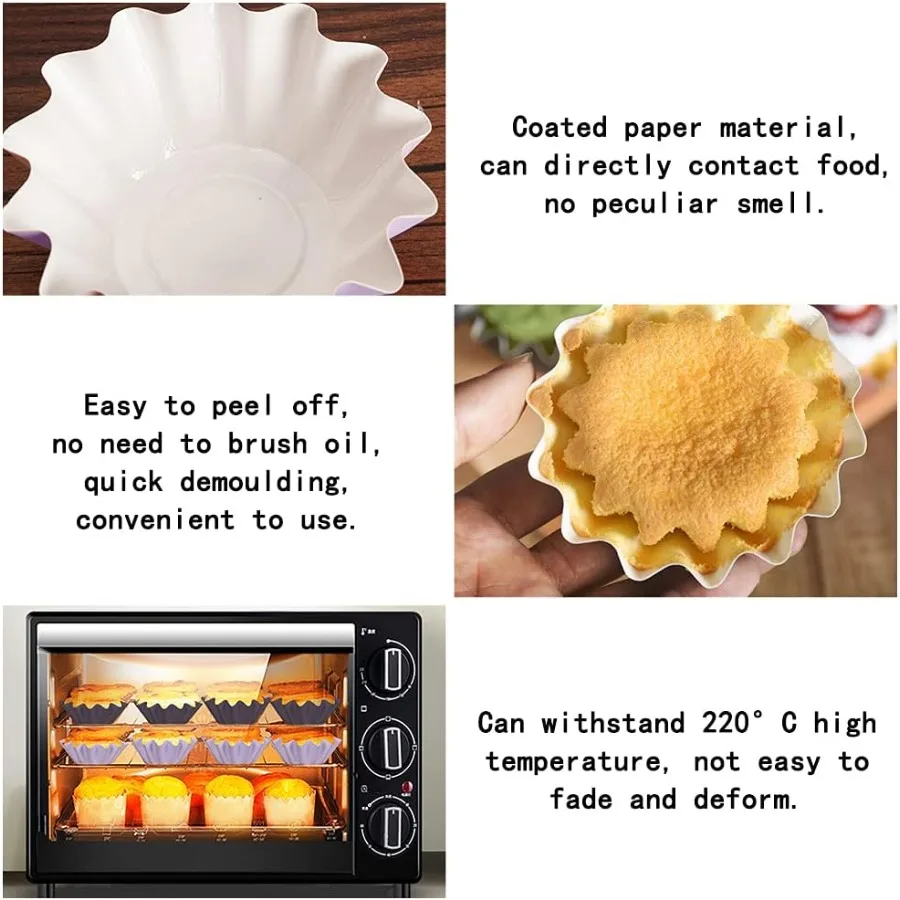 100 Uds tazas para hornear forro para magdalenas Brioche acampanado envoltorios para muffins estándar vaso de papel recubierto a prueba de grasa para boda cumpleaños Hol