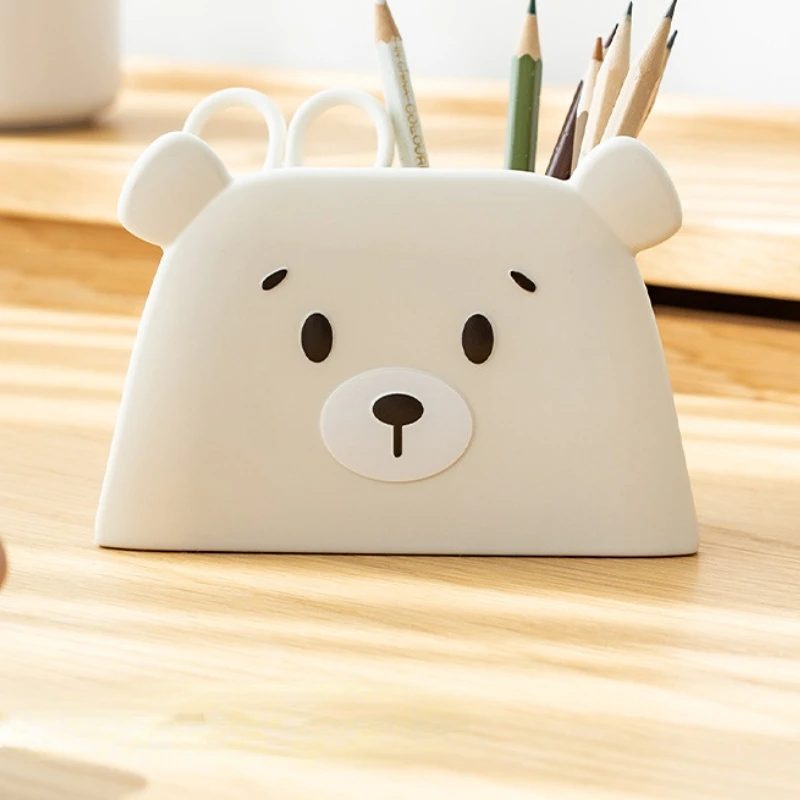 Imagem -06 - Urso Kawaii Desktop Organizador Caneta Titular Organizador Lápis Titular Bonito Caixa de Armazenamento Material Escolar Escritório