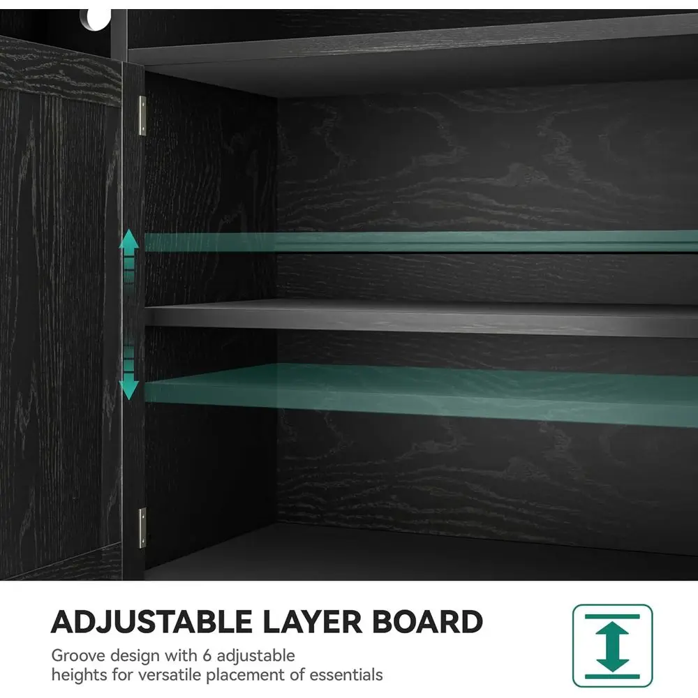 Kitchen Pantry Cabinet with Der, Do, Goblet Holder, Wine Rack or Storage, Tall Cabinet with Power Outlet or Kitchen & Living Roo