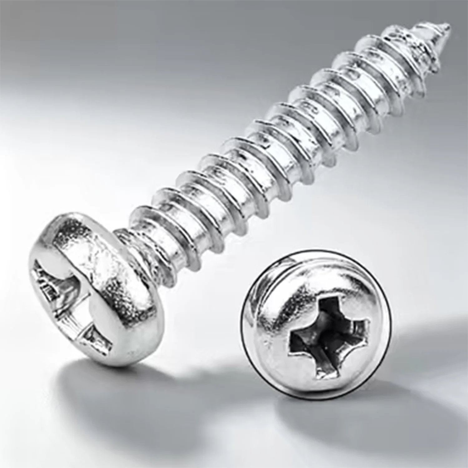 100PCS Phillips Cross Recessed Round Pan Head Tapping Screw  M4  Self Drilling Screws for Wood