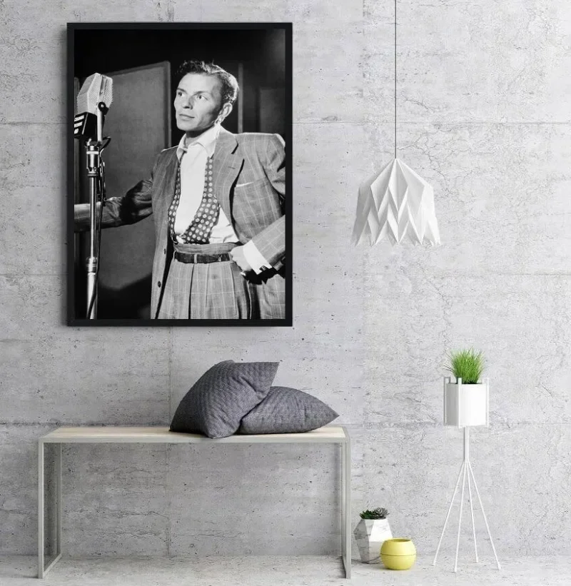 Vintage  Black and White Frank Sinatra Poster Handsome Man Portrait Canvas Painting Wall Art for Living Room Home Decor Gift