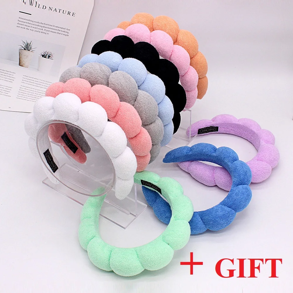 Soft Cloth Spa Hairband for Women Fashion Multi Color Twist Sponge Hair Hoop Simple Girls Makeup Washing Face Bath Headband Gift