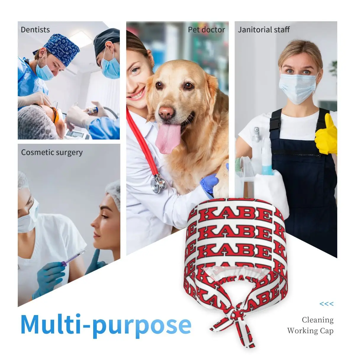 قبعة كابي كارافان فرك للطبيب، قبعة جراحية للعمل للجنسين، قبعات رضاعة قابلة للتعديل لطبيب الأسنان