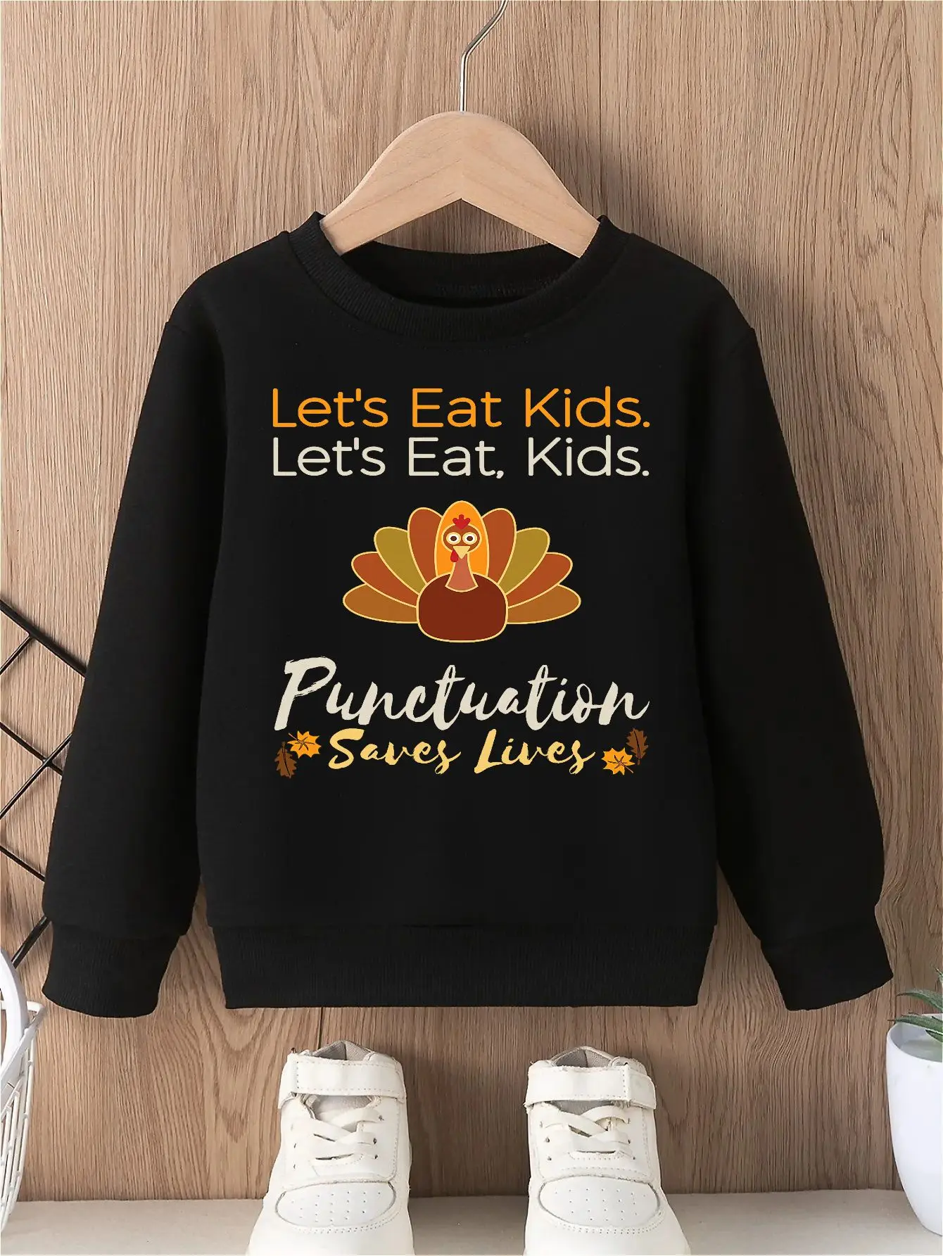 سترة صوفية للفتيات للاحتفال بعيد الشكر مع تصميم تركي ممتع مثالي للتجمعات العائلية الاحتفالية ونزهات الخريف