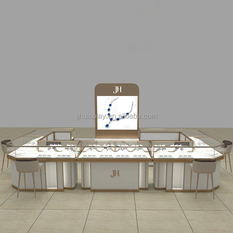 custom.High-end Luxury Jewelry Kiosk Design Custom Whole Store Factory Unique Glass Display Jewelry showcase Display Cabinet