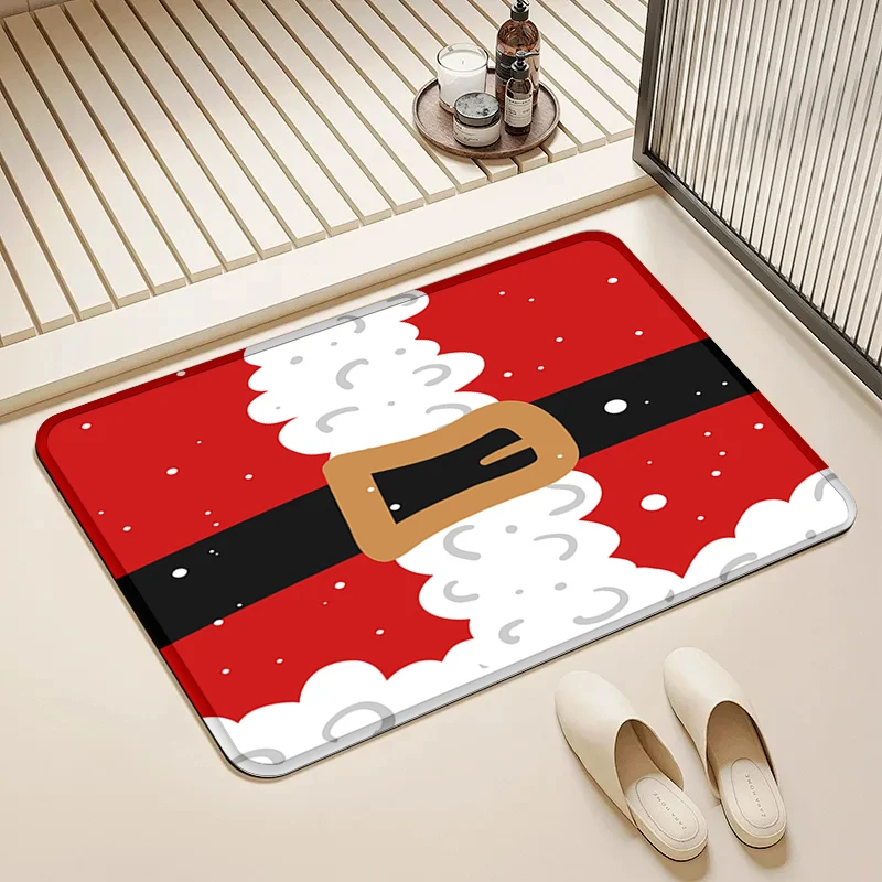 

Santa Claus Costume Door Mat Non-Slip Absorbent Floor Rug for Home Christmas Holiday Entrance Decor