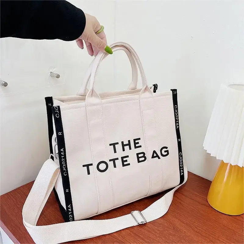 Tote Bag Women Large Capacity 2024 Winter Simple Letter Commuter Slant Cross Woman Bag Niche Design Canvas Mom Bag