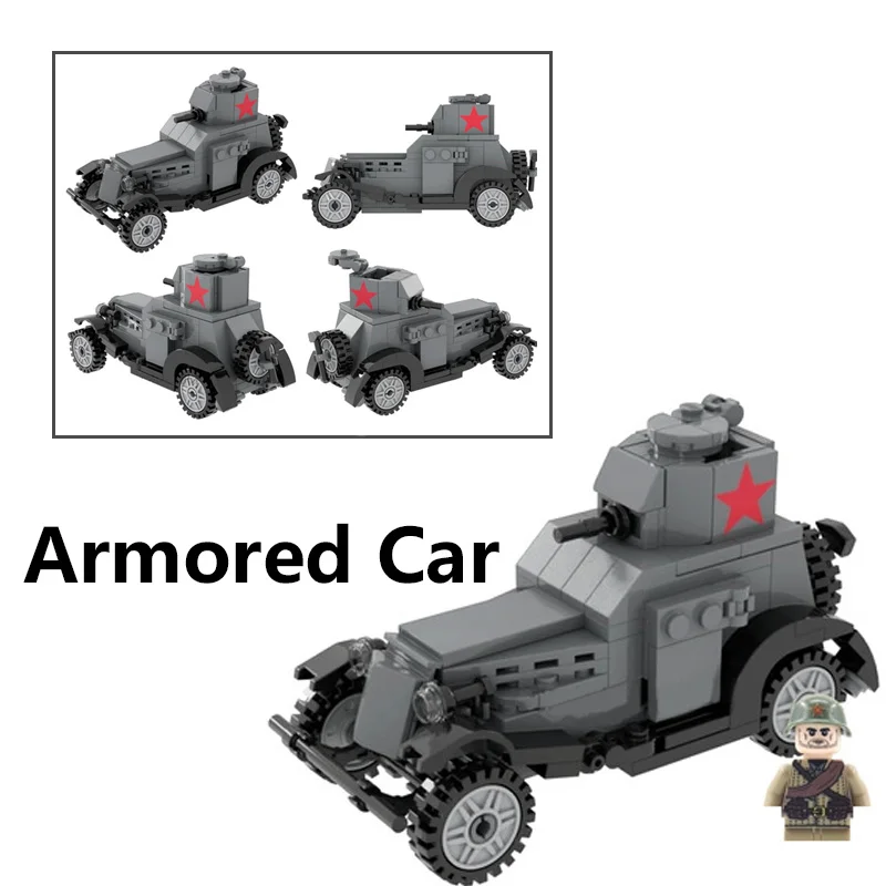 WW2 MOC Military Building Block blindato Car Tank City arma veicolo arma fanteria pistola figura accessori giocattolo regali