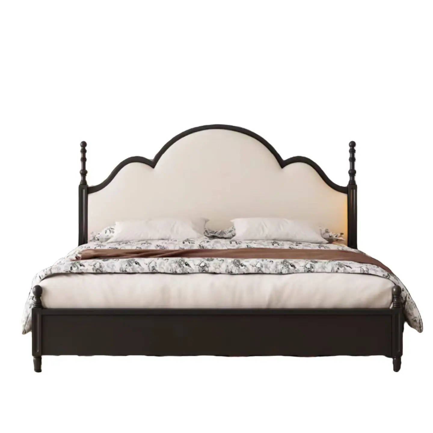 

American, retro, solid wood bed, French, retro, soft bag, medieval bed, small apartment