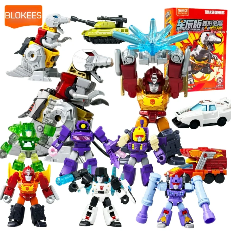 BLOKEES Transformers Defender Version Wave 4 Tyrants Fury Chase Rodimus Prime Grimlock T Rex Building Blocks Figure Toy Gift