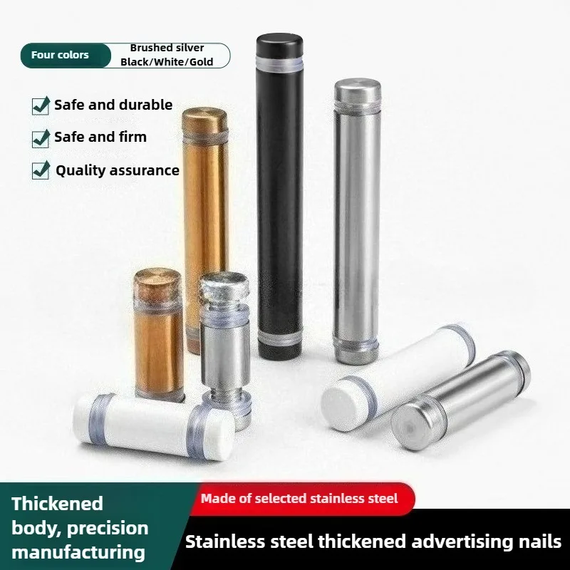 4Pcs Double Head Glass Fasteners Stainless Steel Advertisement Standoffs Pin Nails Billboard Fixing Screws Hardware Dia 12mm