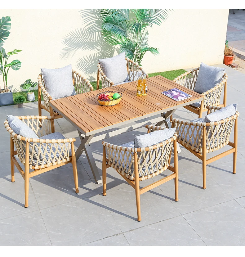 Designer Ginestra Nordic Hotel Restaurant Teak Ashwood Rope Outdoor Garden Dining armchair