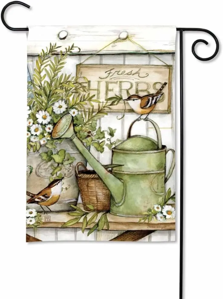 Studio M Fresh Herbs 18 x 12 Inches, Double Sided Design, Weather & UV/Fade Resistant Polyester, Outdoor Flag Decoration YYD EEZ