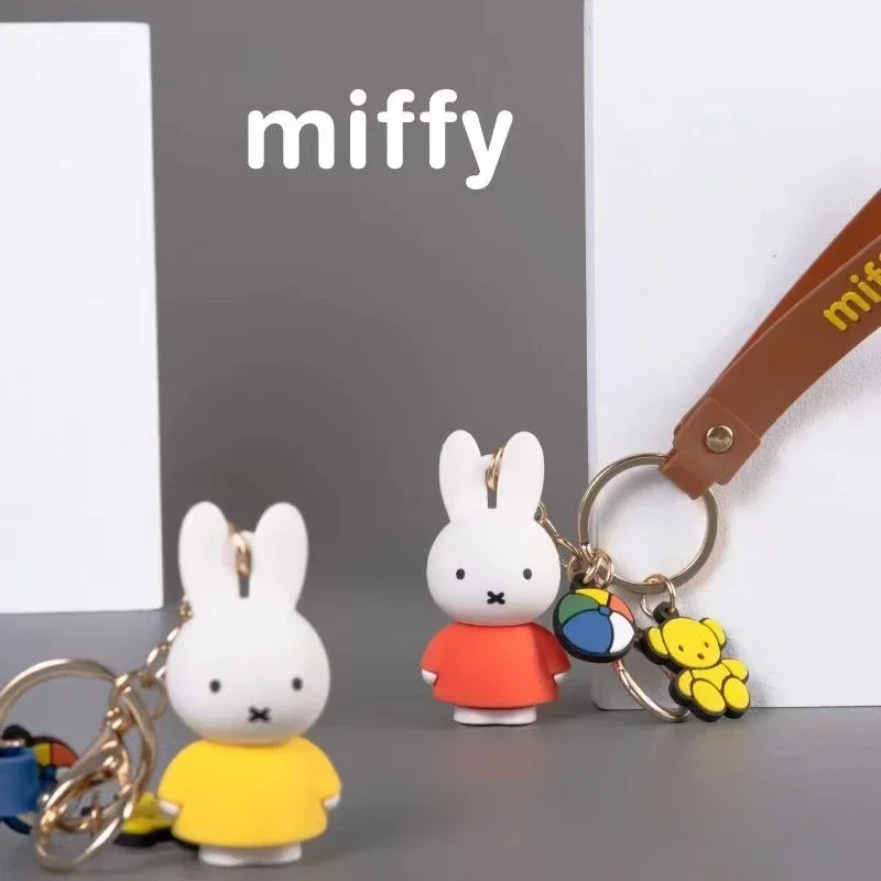 Cartoon Anime Lovely Kawaii Miffy Rabbit Doll Originality Automobile Keychain Schoolbag Pendant Lovers Small Gifts PVC