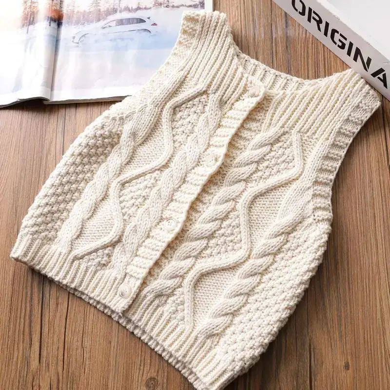 Girls' Solid Color Knitted Vest Spring and Autumn New Style Baby Sweater Children's Vest Shoulder Jacket Korean Version