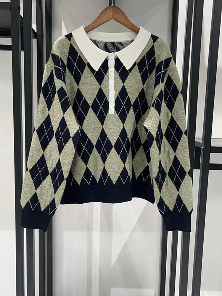 

Французский свободный крой вязаный свитер женский стеганый разноцветный свитер Crew Ne осень-зима молодежный женский трикотаж