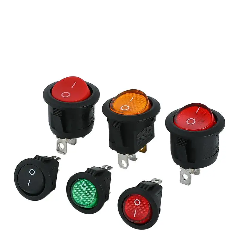 1PCS Round Switch Button 2-pin 2-gear Red and Black Ship Switch KCD1-105 Small Power Switch 20mm15mm