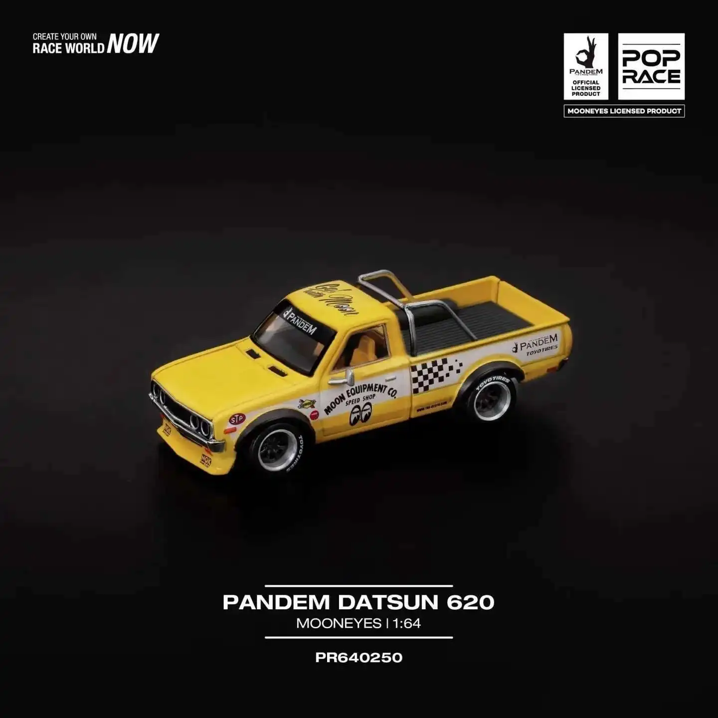 

PreSale Pop Race 1:64 PANDEM DATSUN 620 MOONEYES Openable Hood Diecast Diorama Model Collection Miniature Toys