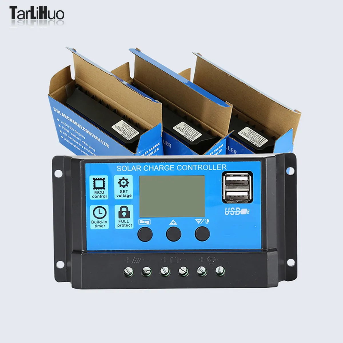 Controlador de Panel Solar PWM, sistema de Control multiusos de carga de batería/Dischage, auto12 V/24V, 2USB, farola