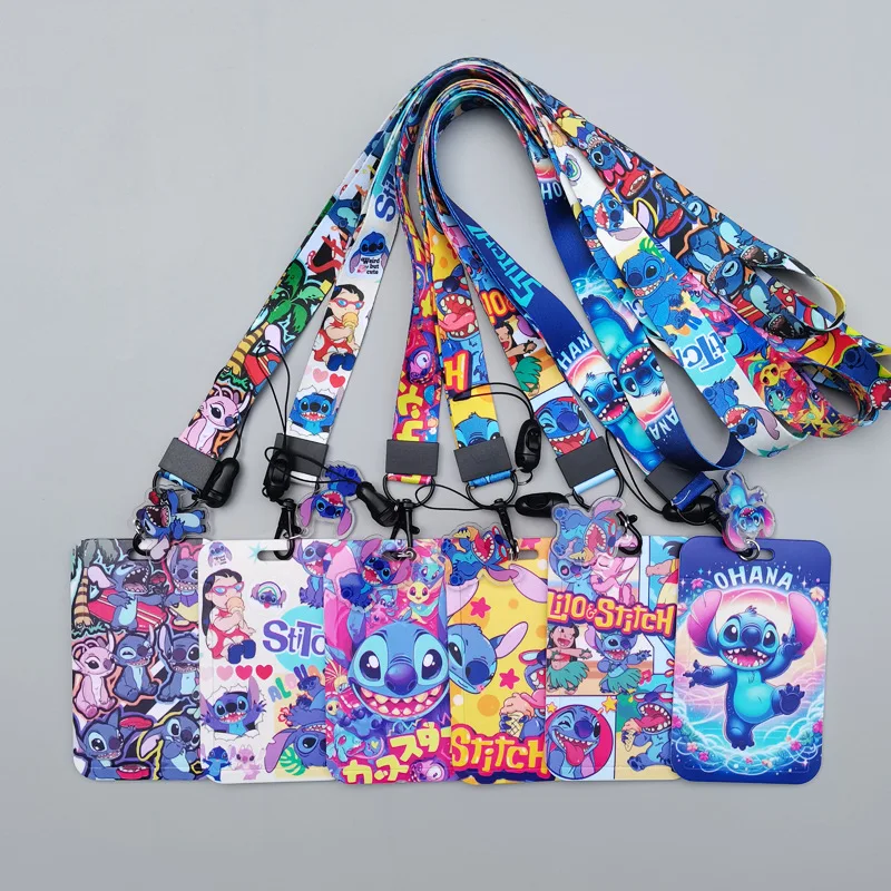 

Kawaii Disney Stitch Long Rope Card Holder ID Set Student Card Subway Bus Card Set Work Access Card Cute Girl Gift