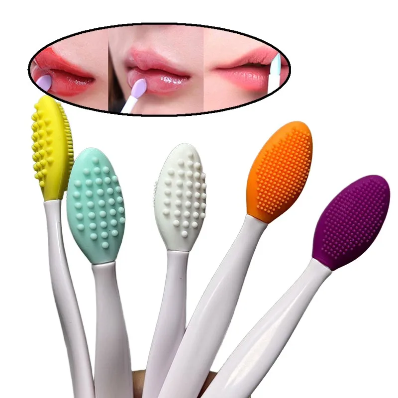 1개입 양면 실리콘 브러시 스킨케어 립 각질제거 페이셜 클렌징 스크럽 코 세척 브러시 립스틱 립밤 어플리케이터